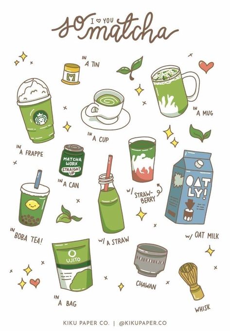 Matcha Drawing, Matcha Sticker, Matcha Lover, Digital Bullet Journal, Food Doodles, The Matcha, Matcha Drink, Bullet Journal Paper, Geometric Shapes Art