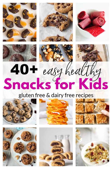 These easy healthy snacks for kids make snack time easier. These easy to make healthy snacks are great healthy snacks for kids on the go and make great healthy snacks for school. All of these healthy homemade snacks are gluten free, and almost all are dairy free. School snacks for kids can be both healthy and taste great. Feel good about what your kid eats with these easy healthy homemade snacks for kids. #easyhealthysnacks #healthysnacksforkids #healthyschoolsnacks #snackrecipesforkids Homemade Non Perishable Snacks, Healthy Homemade Snacks For Kids, Dairy Free Snacks For Kids, Homemade Kids Snacks, Kids Snacks Healthy, Homemade Snacks For Kids, Easy Healthy Snacks For Kids, Healthy Kid Snacks, Snacks For Children