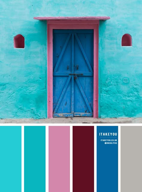 Color palette of Turquoise, blue , pink , deep red and grey accents 1 - I Take You | Wedding Readings | Wedding Ideas | Wedding Dresses | Wedding Theme Color Scheme Turquoise, Tourquise Color Palette, Turquoise Blue Color Combinations, Turquoise Colour Combinations, Turquoise Complimentary Colors, Colour Palette Turquoise, Turquoise Pallete Color, Turquoise Color Palette Colour Schemes, Turquoise And Pink