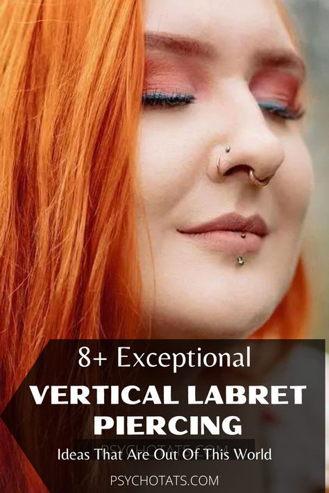 Vertical Piercing Piercing Vertical Labret Piercing Small Lips, Verticle Labret Piercing, Vertical Eyebrow Piercing, Vertical Labret Piercing Aesthetic, Vertical Labret Jewelry, Vertical Piercing, Piercing Bump, Vertical Labret Piercing, Mouth Piercings