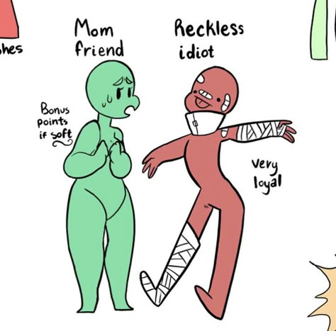 Funny Bases 2 People, Ship Dynamics Best Friends, Type Of Friends Drawing, Disembowelment Reference, Art Bases 2 People Friends, Dynamic Couples Reference, Chasing After Someone Drawing Reference, Friend Ship Dynamic, Mom Friend Dynamic