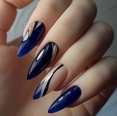 Ongles Baby Blue, Blue French Tips, Navy Blue Nails, Baby Blue Nails, Blue Nail Designs, Blue Nail, Nail Art Kit, Nail Arts, French Tip Nails