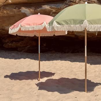 Garden Basket, Green Beach, French Collection, Deco Boheme, Beach Umbrella, Magic Carpet, Patio Umbrellas, Vintage Beach, Powder Pink