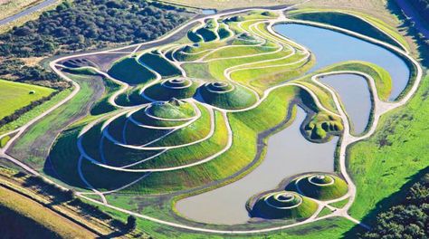 A coal mine in Scotland was turned into a vast universe made out of plants and stones! Charles Jencks, Garden Of Cosmic Speculation, Coal Mining, Green Landscape, Landscape Artist, Human Art, Land Art, Green Building, Landscape Architect