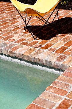 Pool Brick, Brick Pool Deck, Brick Pool, Red Brick Paving, Pool Paving, Swimming Pool Pond, Swimming Pool Landscaping, Brick Paving, Small Backyard Patio