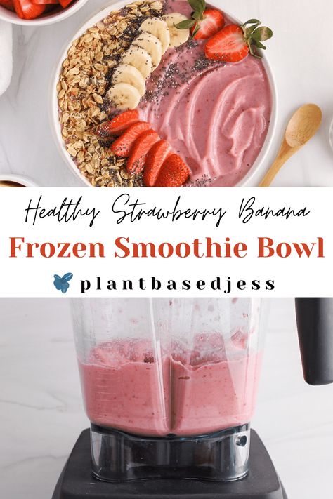 Low Calorie Smoothie Bowl, Frozen Smoothie Recipes, Frozen Banana Smoothie, Strawberry Smoothie Bowl Recipe, Acai Smoothie Recipe, Smoothie Bowl Base, Acai Smoothie Bowl Recipe, Frozen Smoothie Packs, Smoothie Bowls Recipe Easy