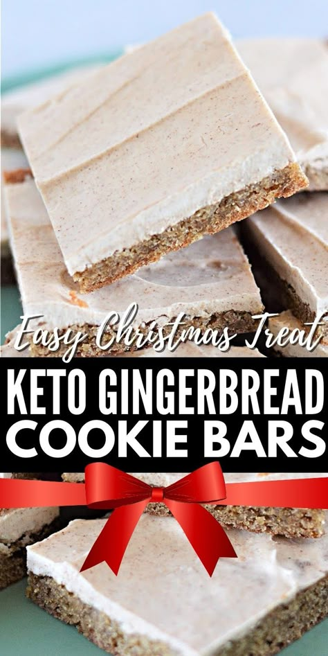 Keto Gingerbread Cookie Bars #ketogingerbreadcookiebars #gingerbreadcookiebars Low Cal Gingerbread Cookies, Low Calorie Gingerbread Cookies, Keto Christmas Cookies Recipes, Keto Gingerbread Cookies, Sugar Free Low Carb Desserts, Christmas Food Recipes, Easy Christmas Treat, Low Carb Gingerbread Cookies, Keto Gingerbread