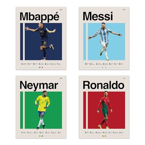 Posters For Boys Room, Soccer Post, Soccer Posters, Ronaldo Messi Neymar, Iconic Posters, Boys Bedroom Wall Art, Messi Neymar, Messi And Neymar, Sports Posters