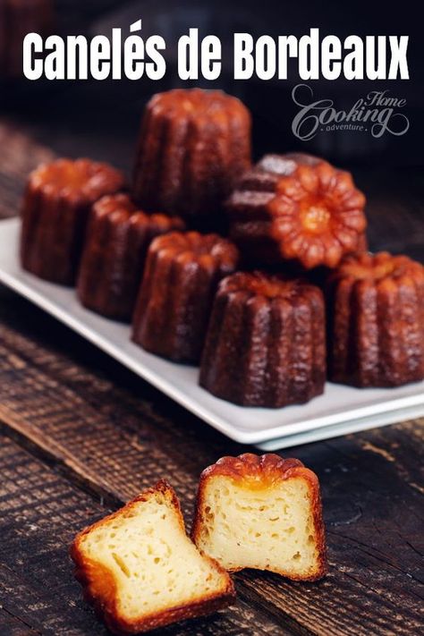 Canele Recipe, French Custard, New Years Eve Dessert, French Dessert, French Desserts, French Pastries, Plated Desserts, French Food, Food Cakes