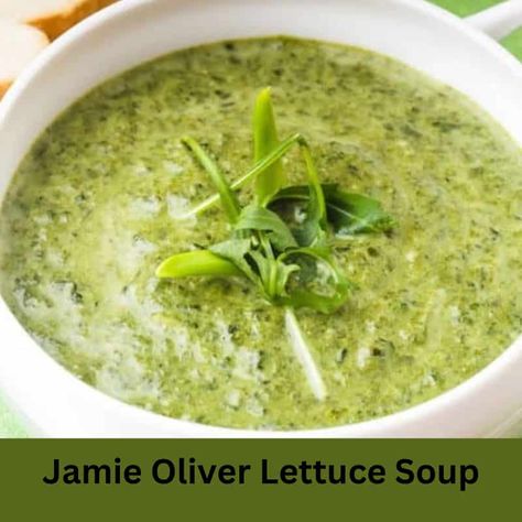 Jamie Oliver Lettuce Soup Jamie Oliver Soup, Curried Parsnip Soup, Hairy Bikers Recipes, Lettuce Soup, Stilton Soup, Chef Jamie Oliver, Mary Berry Recipe, Leftovers Soup, Zucchini Soup