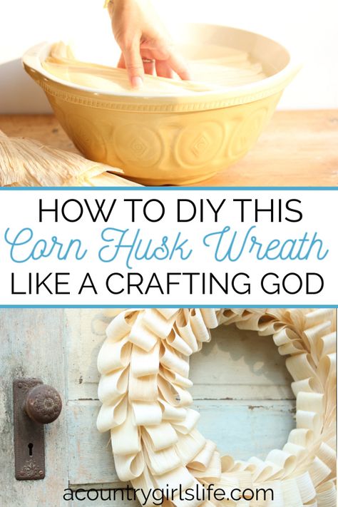 Indian Corn Wreath, Long Wreath, Corn Husk Crafts, Corn Husk Wreath, Easy Corn, How To Make Corn, Country Girl Life, Corn Stalks, Holiday Wreaths Diy