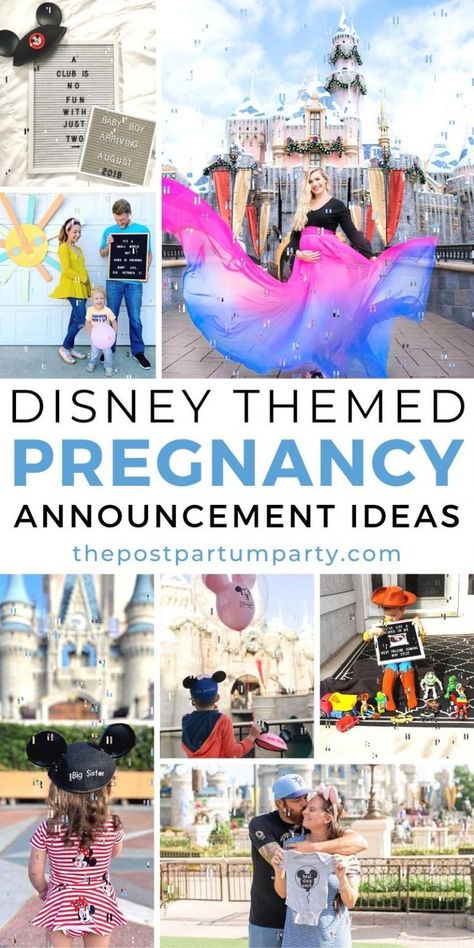 Are you a Disney fanatic? Announce the newest set of ears joining your family with these magical Disney pregnancy announcements, inspired by everyone's favorite mouse and the happiest place on earth! We have ideas for cute pictures with characters, the new parents wearing Disney themed shirts to make the announcement, and even ideas with siblings in on the fun! Disney Gender Reveal Pictures, Gender Reveals At Disney, Winnie The Pooh Sibling Announcement, Disney Twin Announcement, Disney Gender Announcement, Disney Big Brother Announcement, Disney Sibling Announcement, 3rd Grandchild Announcement, Disney Adoption Announcement