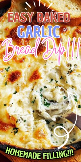 Baked Garlic Bread Dip Easy Dip For Bread, Baked Garlic Bread Dip, Garlic Bread Dip, Baked Garlic Bread, Bread And Dip, Bread Dips, Bread Crust, Cheesy Dip, Garlic Dip