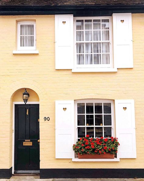 Yellow House With White Shutters, Yellow House Exterior, White Shutters, House Shutters, Happy Yellow, Stucco Exterior, Rural House, Yellow House, Pi Phi