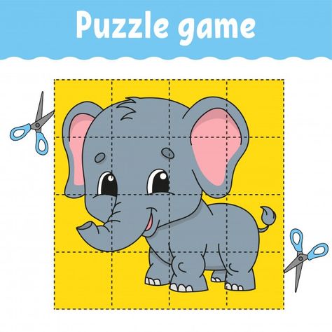 Animal Puzzle Printable, Education Cartoon, Preschool Activities Printable, Kids Puzzles, Printable Puzzles For Kids, Ppt Background, Puzzle Games For Kids, Memory Games For Kids, Cartoon Elephant