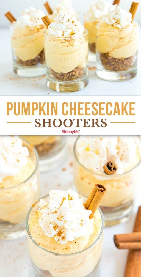 Dessert Recipes Cheesecake, Cheesecake Shop, Dessert Shooters Recipes, Cheesecake Shooters, Pumpkin Dessert Recipes, Shot Glass Desserts, Dessert Pumpkin, Shooter Recipes, Recipes Cheesecake