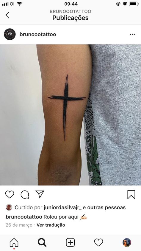 Cross Tricep Tattoo Men, Tricep Tattoo Men, Tricep Tattoo, Tricep Tattoos, Tattoo Cross, Biblical Tattoos, Forever Tattoo, Fish Tattoos, Jesus Fish Tattoo