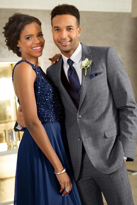 Ike Behar Ultra Slim Grey Plaid Hamilton Suit Ultra Slim Fit Suit | Jim's Formal Wear Grey Suit Prom, Prom Tuxedo Ideas, Suits For Prom, Blue Prom Suit, Tux Prom, Grey Tux, Prom Tux, Tuxedo Prom, Navy Blue Prom Dress