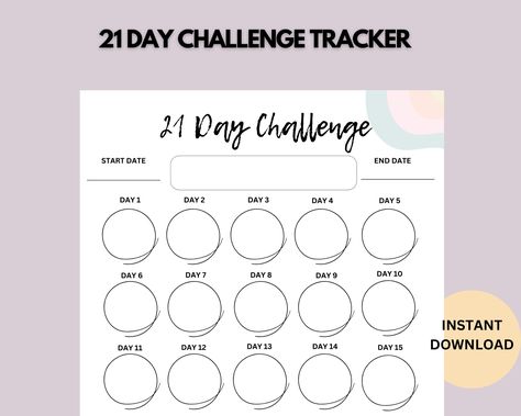 21 Day Challenge Tracker| 2023 Goal Planner| Habit Tracker| Healthy Habits | Printable & Fillable PDF| Digital Download | Challenge
This tracker is for anyone looking to document a 21 day challenge of their choice. Writing down and visually goal will keep you on track! Print and fill by hand or fill using Adobe. 21 Day Tracker, 21 Day Challenge Template, Planner Habit Tracker, Challenge Tracker, 21 Day Challenge, Goal Planner, Digital Templates, Day Challenge, Goals Planner