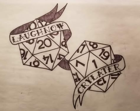 Video Game Tattoo Stencil, Dnd Minimalist Art, D20 Tattoo Design, D D Tattoo, Dnd Bard Tattoo, Small Dnd Tattoo, Dnd Matching Tattoos, D20 Dice Tattoo, D20 Drawing