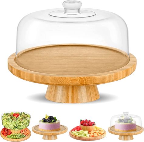 Veggie Stand, Cake Stand With Cover, Cake Stand With Lid, Rotating Cake Stand, Acrylic Cake Stands, Cake Stand Decor, Dip Tray, Wooden Cake Stands, Cake Stand With Dome