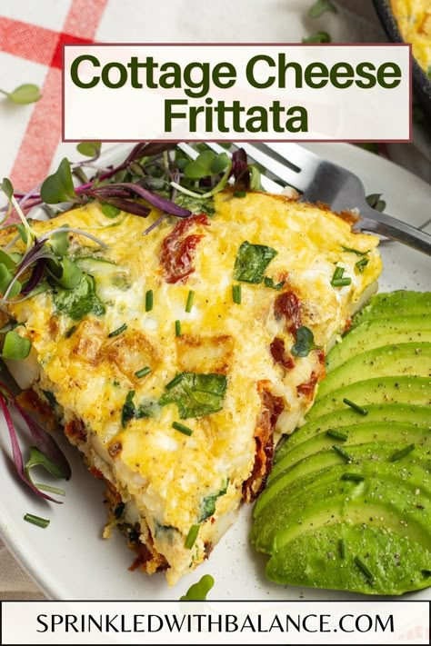 Cottage Cheese Frittata Recipes, Cottage Cheese Egg Frittata, Dry Cottage Cheese Recipes, Cottage Cheese Frittata, Tomato Egg Bake, Elevated Breakfast, Fritata Recipe, Healthy Breakfast Baking, Vegetable Frittata Recipes