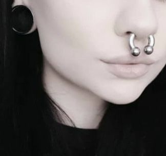 Gauged Septum Piercing, 8 Gauge Septum, Stretched Septum Jewelry, Stretched Septum Aesthetic, 0g Septum, Stretched Septum Piercing, 8g Septum, 6g Septum, Ear Gauges Aesthetic