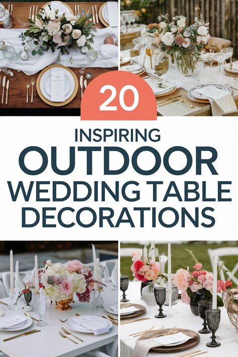 20 Swoon-Worthy Outdoor Wedding Table Decor Ideas for a Picture-Perfect Reception Long Wedding Reception Table Decor, Outdoor Wedding Reception Table Decor, Outdoor Wedding Table Decor, Outdoor Wedding Table Decorations, Round Table Outdoor, Rustic Barn Weddings, Wedding Table Decor Ideas, Outdoor Wedding Tables, Sophisticated Garden