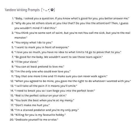 Yandere Prompts Writing, Sassy Dialogue Prompts, Yandere Prompts, Yandere Stories, Character Prompts, Writing Plot, Writing Inspiration Tips, Make A Character, Story Quotes