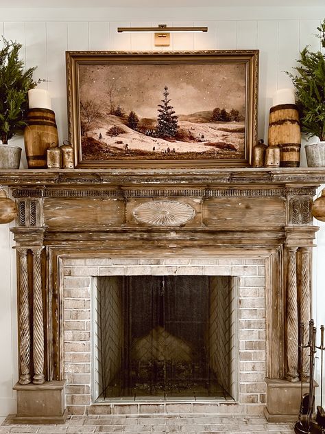 Our Picture Light above our TV and Several Other Options - Deb and Danelle Beadboard Wallpaper, Room Focal Point, Fireplace Frame, Led Picture Light, Artwork Pictures, Fireplace Wall, Updating House, Fireplace Mantle, Farmhouse Style Decorating