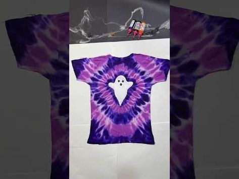 DIY Ghost Tie-Dye 👻💜 #shorts #diy #art #craft #tutorial #creative #crafts #artist #tiedye - YouTube Diy Ghost, Tie Dye Shirts Patterns, Diy Tie Dye Designs, Ghost Diy, Shorts Diy, Diy Tie, How To Tie Dye, Abstract Art Diy, Dye Ideas