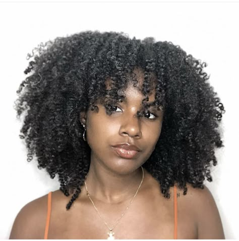 4c Layered Hair, Crochet Afro With Bangs, Coily Bangs, 4c Hair With Bangs, 4b Haircut, Wolf Cut Curly Hair Black Women, Natural Hair Layers, Curly Afro With Bangs, Layered Afro