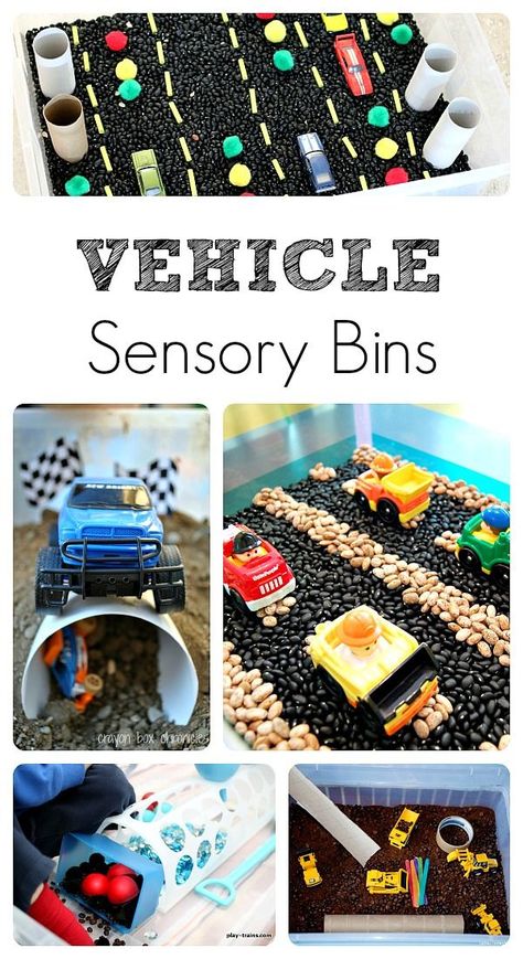 Vehicle Sensory Bins...fun play activities for kids.  Set up as an extension activity after reading "Goodnight, Goodnight, Construction Site" (scheduled via http://www.tailwindapp.com?utm_source=pinterest&utm_medium=twpin&utm_content=post7057468&utm_campaign=scheduler_attribution) Transportation Theme Preschool, Lila Party, Preschool Transportation, Sensory Tables, Transportation Unit, Super Mama, Sensory Tubs, Transportation Activities, Sensory Tub