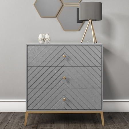 Beside Table Decor, Grey Chest Of Drawers, Chest Of Drawers Design, Small Chest Of Drawers, Прикроватные Тумбочки, Wooden Drawers, Drawer Design, Grey Chevron, Bedding Stores