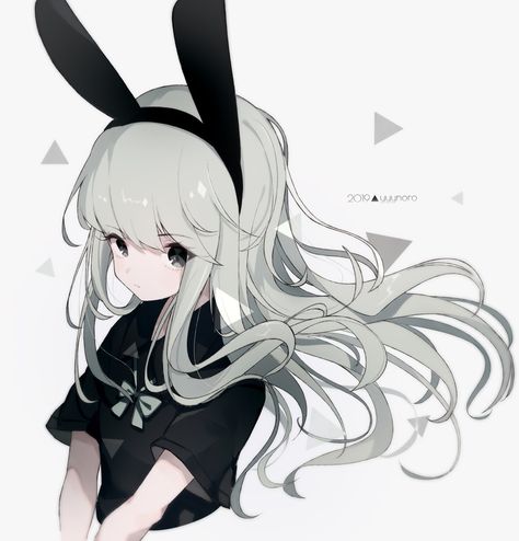 Bunny Ears Anime, Bunny Ears, Bunny Ear, Anime Kawaii, Cute Bunny, Black Hair, On Twitter, Twitter, Anime