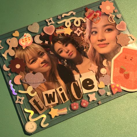 twice pc w decorated toploader Twice Toploader, Twice Pc, Decorated Toploader, Photocard Deco, Toploader Deco, Binders, Photo Card, Photo Cards, Sketch Book