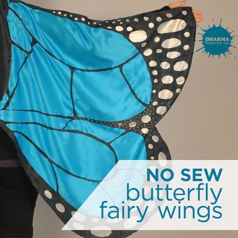 No Sew Butterfly Fairy Wings- A Dharma Trading Silk Painting Tutorial Sew Butterfly, Rave Wings, Butterfly Wings Diy, Butterfly Wings Costume, Butterfly Wings Pattern, How To Make Butterfly, Butterfly Fairy Wings, Cosplay Wings, Costume Wings