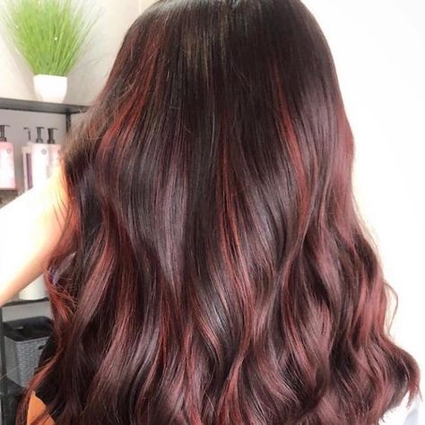 Cherry Chocolate Hair Color, Cherry Chocolate Hair, Half Head Highlights, Raspberry Hair Color, Chocolate Hair Color, Raspberry Hair, Colored Hairstyles, Beachy Blonde, Beach Blonde Hair