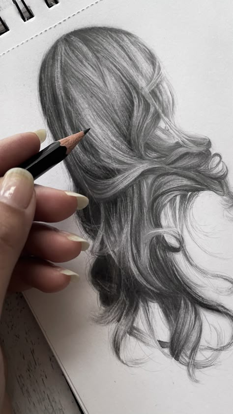 How To Draw Real Hair, Drawing Hair Pencil, Realistic Face Drawing Reference, Hair Drawing Reference Realistic, Hair Sketch Realistic, Hair Textures Drawing, Hair Shading Tutorial Pencil, Charcoal Hair Drawing, How To Shade Hair Pencil