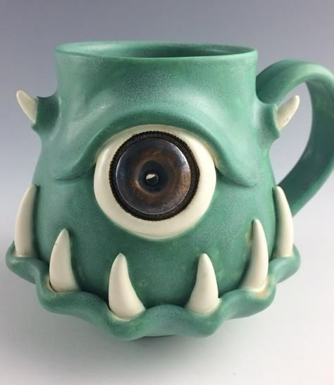 Cool Shaped Mugs, Hands Gripping, Monster Mug, Ceramic Monsters, Monster Collection, Clay Monsters, Green Porcelain, Sculpture Art Clay, Tanah Liat