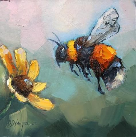 Paintings Of Bees Acrylic, Bumble Bee Painting Acrylic, Bee Painting Acrylic, Bee Acrylic Painting, Bee Paintings, Painting Bees, Bumble Bee Painting, Bumblebee Painting, Bug Painting