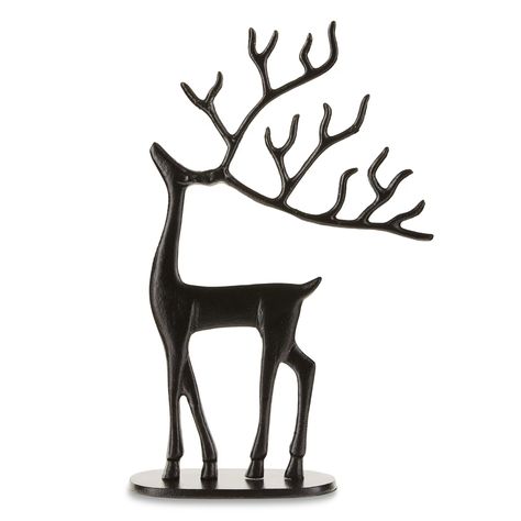 Metal Casted Reindeer Tabletop Décor, Black Finish, 16 in, by Holiday Time | Walmart (US) Decorating With Black, Black Reindeer, Future Christmas, Reindeer Figure, Church Christmas Decorations, Affordable Christmas Decorations, Christmas Reindeer Decorations, Wine Bottle Topper, Reindeer Figurine