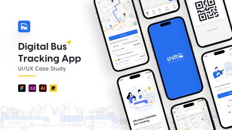 Shift - Digital Bus Tracking App | UI/UX Case Study | Behance Charity App, App Case Study, Ui Ux Case Study, Bus App, Bus Information, Ux Case Study, Driver App, App Home Screen, Case Study Template