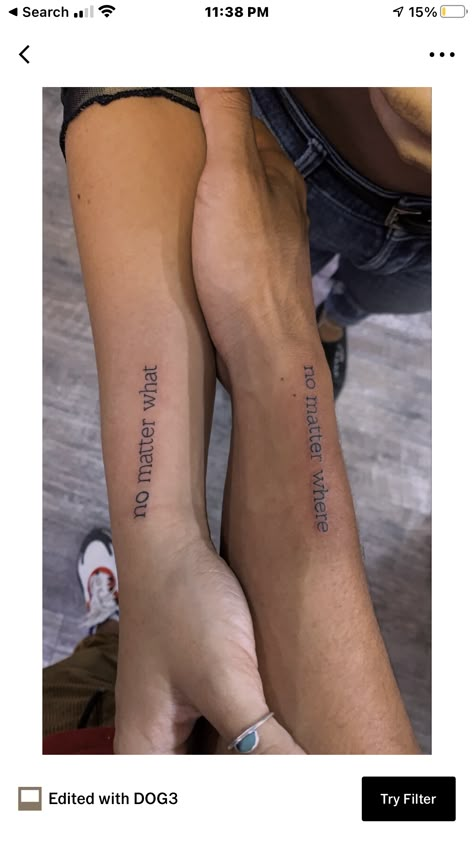 Matching Quote Tattoos, Matching Bff Tattoos, Twin Tattoos, Small Matching Tattoos, Sibling Tattoos, Bff Tattoos, Cute Tiny Tattoos, Bf Gf, Best Friend Tattoos