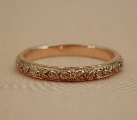 N A G S Y L Vintage Floral Wedding Band, Artemer Wedding Band, Gold Vintage Wedding Band, Outdoorsy Wedding Ring, Feminine Wedding Band, Whimsical Wedding Band, Intricate Wedding Band, Engraved Gold Wedding Band, Art Nouveau Wedding Ring