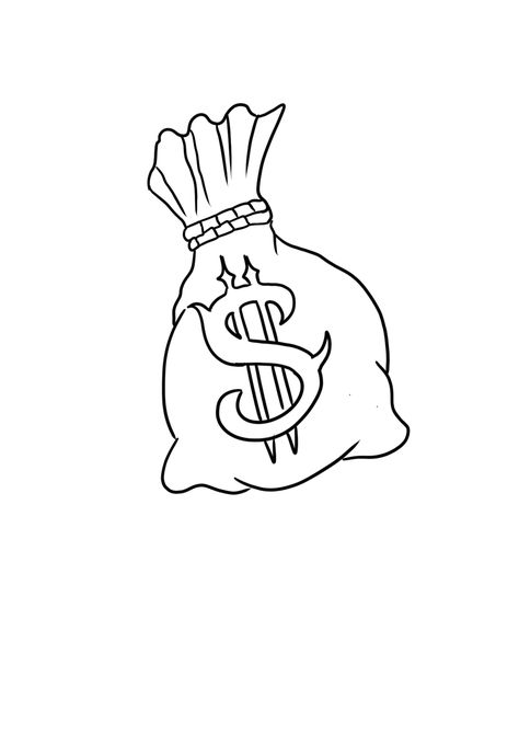 Hustle Design, Dollar Sign Tattoo Stencil, Money Roll Tattoo Stencil, Tattoo Design Drawings Simple, Tattoo Stencils For Men Free Printable, Money Bag Tattoo Stencil, Money Bag Tattoo Design, Tattoo Stencil Outline Men, Moneybag Tattoos Stencil