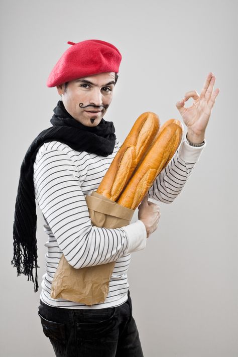 Dumbest French Stereotypes French Fancy Dress, Italian Costume, German Men, German Outfit, Oktoberfest Outfit, French People, French Baguette, French Outfit, French Flag