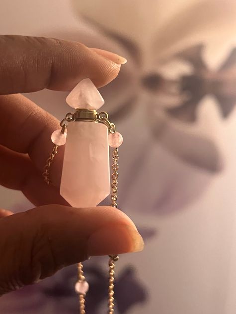 Gold Love Stone Crystal Pendant Necklace, Potion Bottle, Cremation Necklace, Essential Oil Necklace, Vial Necklace, Perfume Bottle Pendant Essential Oil Necklace, Vial Necklace, Bottle Pendant, Pink Rose Quartz, Crystal Pendant Necklace, Bottle Necklace, Potion Bottle, Womens Jewelry, Design Drawings