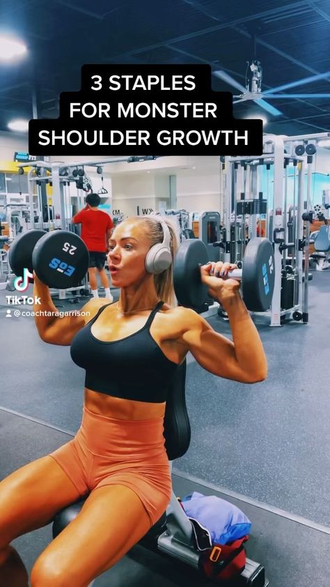 Shoulder Arm Workout Gym, Shoulder Workout Women Gym, Shoulders Workout Women, Shoulder Workout Gym, Tara Garrison, Shoulder Workout Women, Shoulder Workout Routine, Workout Instagram, Upper Back Exercises