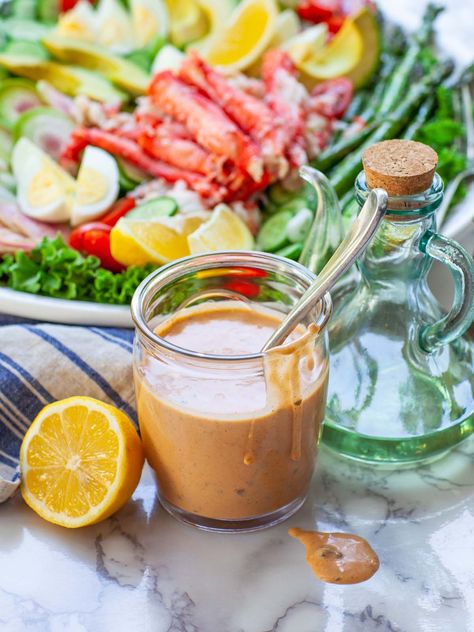 Homemade Louie Dressing Recipe - Tatyanas Everyday Food Fish Salad Dressing, Crab Salad Dressing, Crab Salad Dressing Recipe, Crab Louie Salad Dressing Recipe, Crab Louie Salad Dressing, Louie Dressing Recipe, Crab Louie Salad Recipe, Crab Louie Salad, Crab Louie